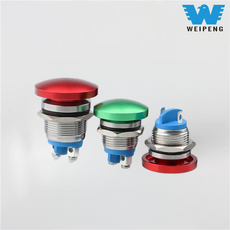 16/19/22mm Mushroom Head Metal Push Button Reset Switch