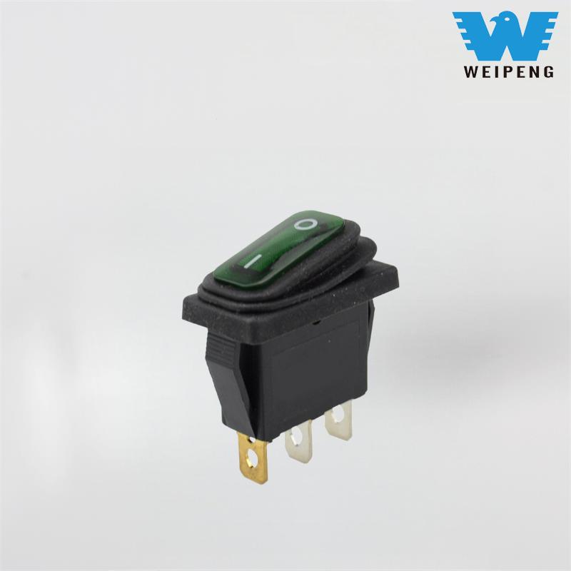 3-Pin 2-Position Rocker Switch Dustproof at Oil-Resistant