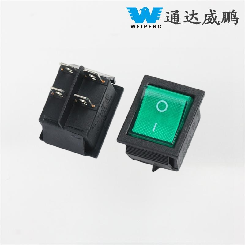 Kcd4 Rocker Switch High Current 2-Position Four-Pin na may Light