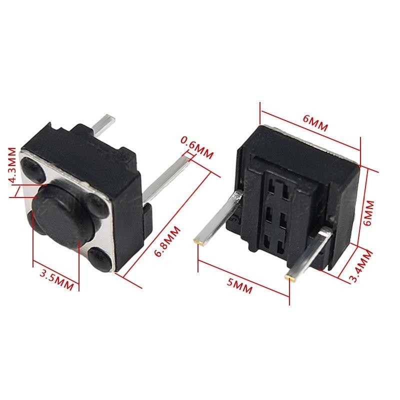 Two-Pin 6*6*4.3/5/7/9 Micro Tactile Vertical Push Button Switch