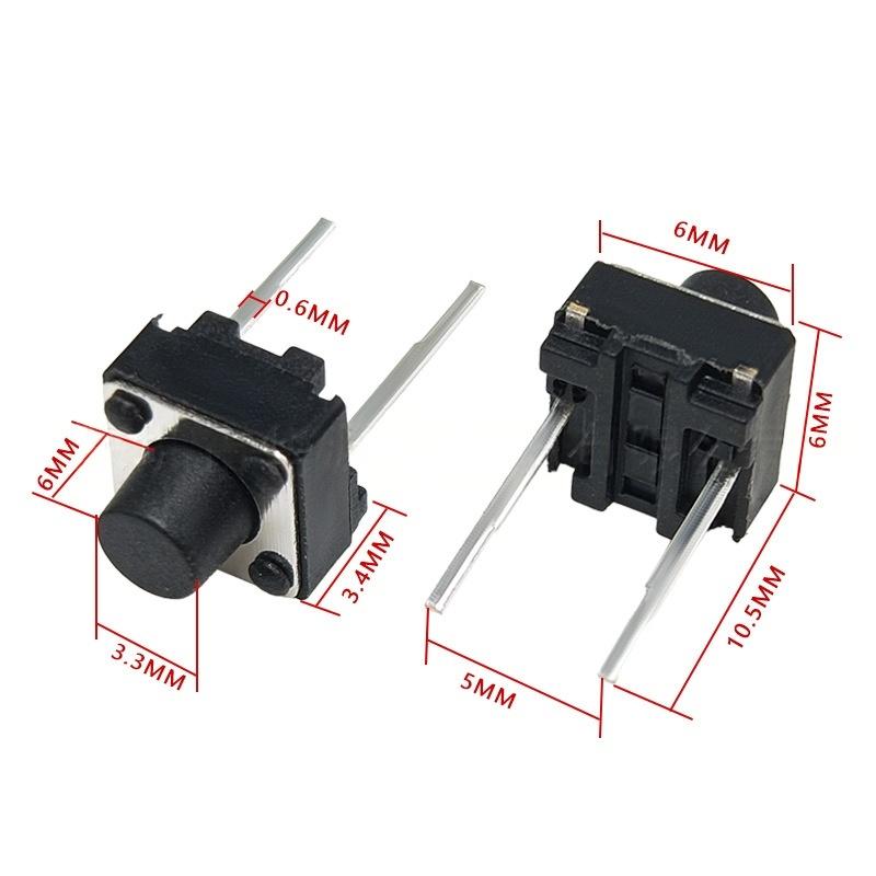 Two-Pin 6*6*6 Micro-Motion Vertical Tactile Push Button Switch